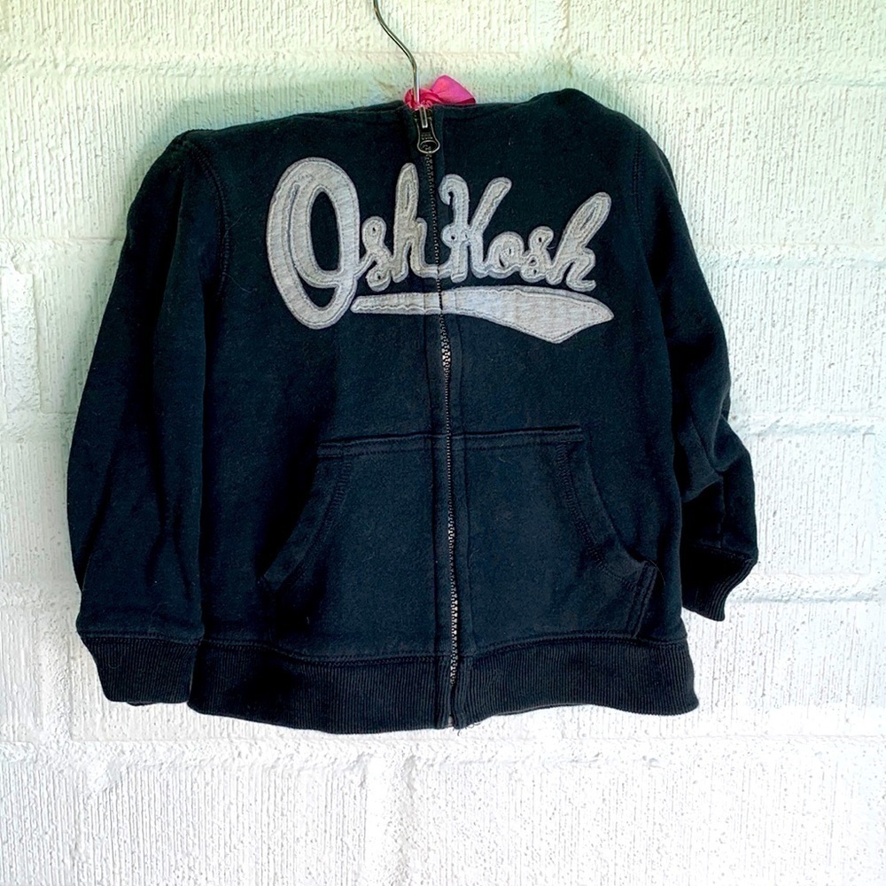 OshKosh B'gosh Black Zip Up Sweatshirt Jacket sz 3T